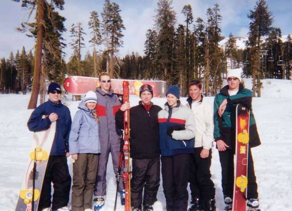 Skiing snowboarding Tahoe group photo