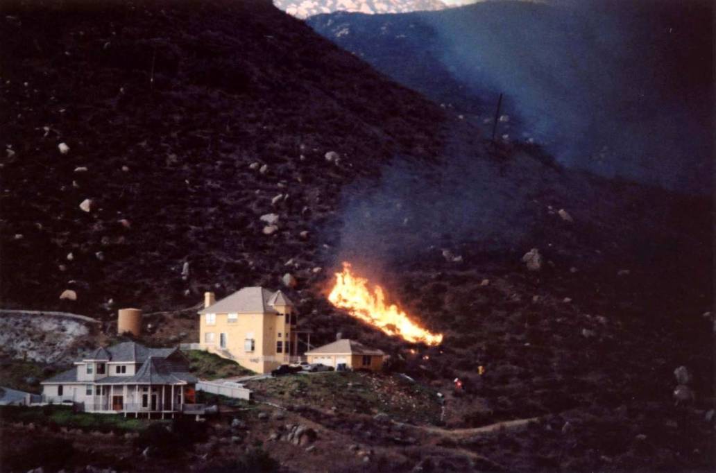 San Diego Cedar Fire 2003 Poway house backfire CDF