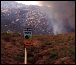 San Diego Cedar Fire 2003 smoke Keep Poway Beautiful sign