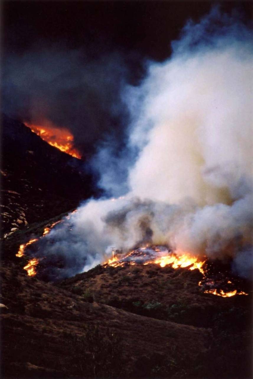 San Diego Cedar Fire 2003 poway hill telephone pull burning fireline