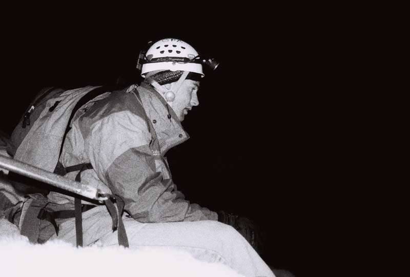 Mt Shasta California mountain climb climber rest headlamp
