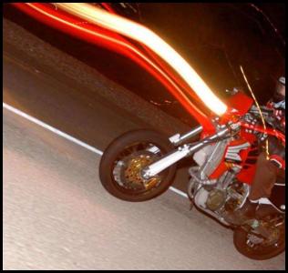 Supermoto headlight long exposure night photo