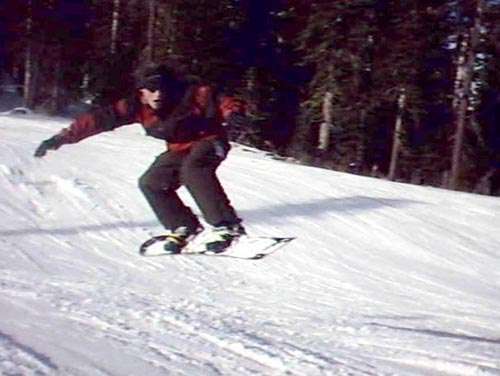Action cam still snowboarding