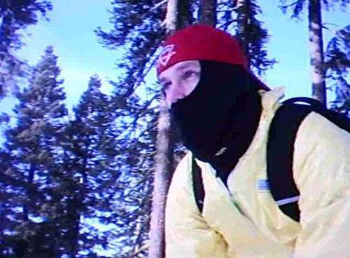 Action cam still skiing hazmat suit