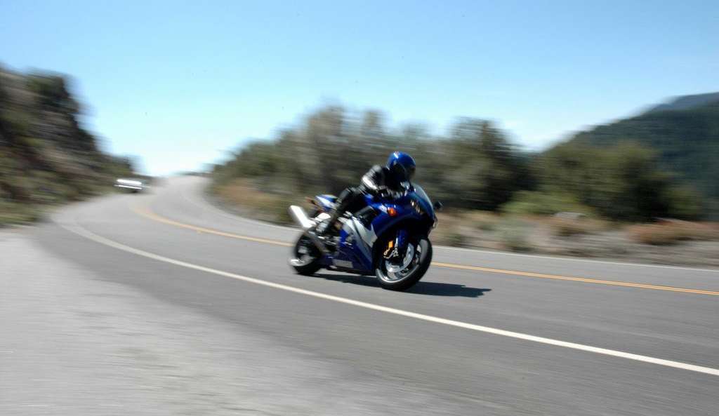 Palomar mountain twisties Yamaha R1 motion blur