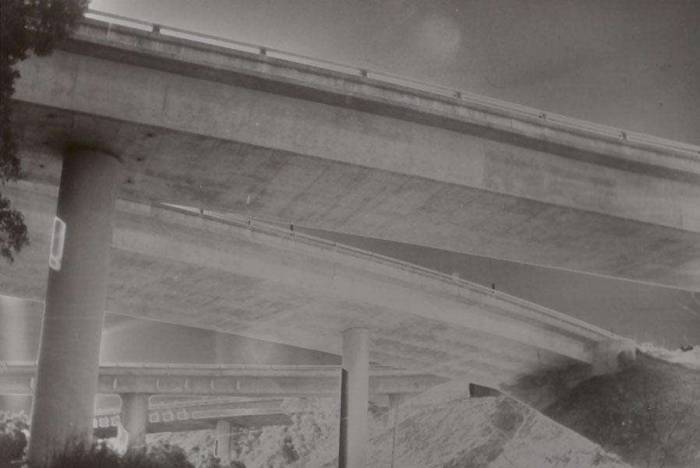 Freeway overpass solarization film photography