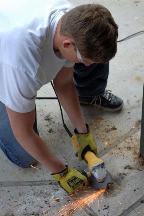 Deck support post replacement rebar removal angle grinder