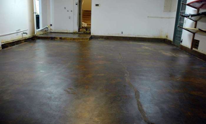 Renovation polished concrete stain dry