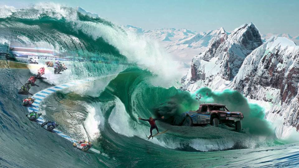 Wave Shipstern Laguna Seca Corkscrew mirrored trophy truck Swiss Alps