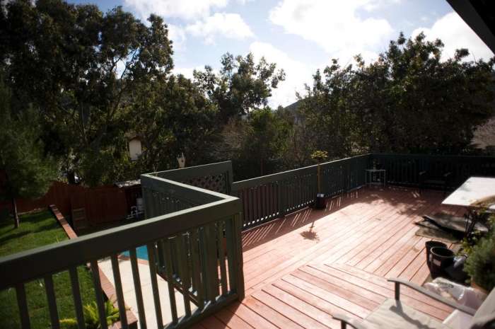 Deck stained backyard