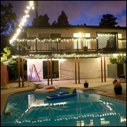 thumbnail String lights backyard dusk pool