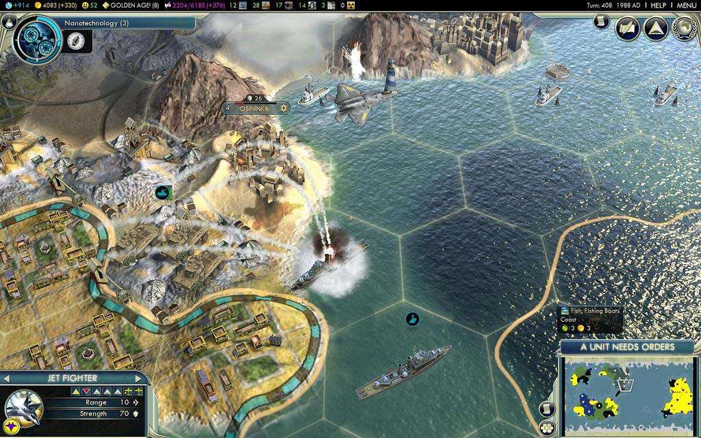 Civilization V hexes destroyer attack