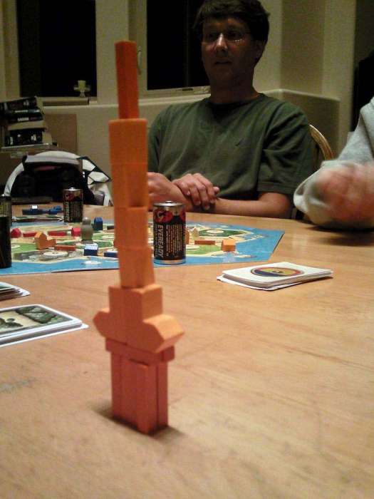 Settlers of Catan wood piece tower