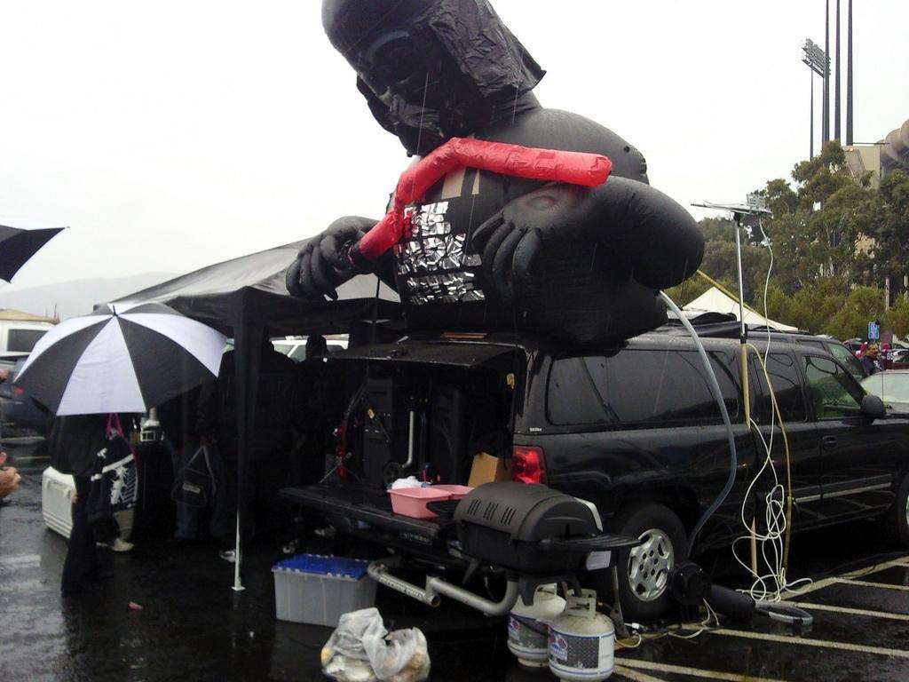 Oakland Raiders tailgate blow up Darth Vader Candlestick