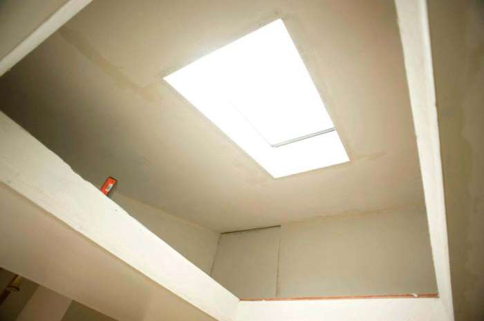 Renovation skylight enclosure attic access ledge