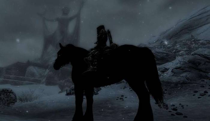 Skyrim blizzard horse silhouette