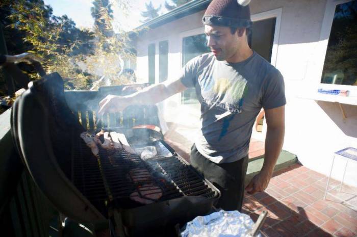 Viking beanie barbecue bacon Super Bowl Party backyard
