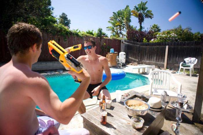 Nerf gun Russian roulette suicide headshot pool party