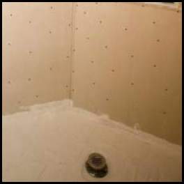 thumbnail Bathroom retrofit fiberglass fiberglass backer board drain