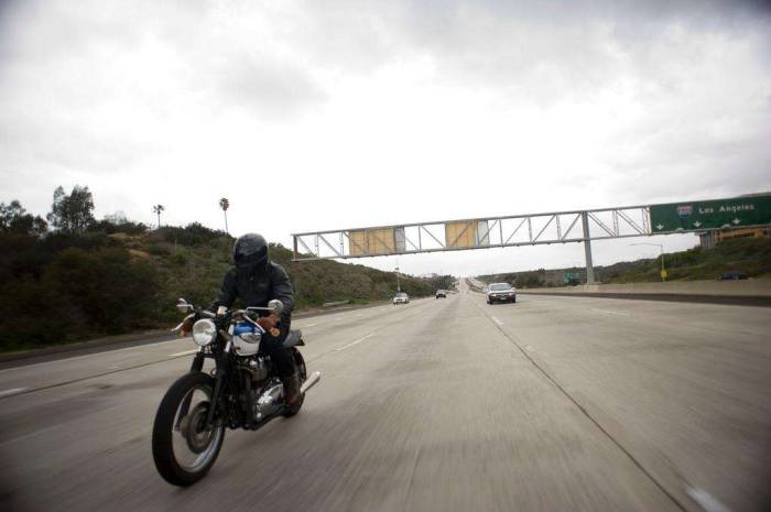 Triumph Bonneville San Diego freeway