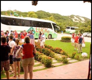 American Outlaws Brazil 2014 Natal Parque de Costeira bus queue