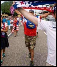 American Outlaws Brazil 2014 Natal fans stadium walk