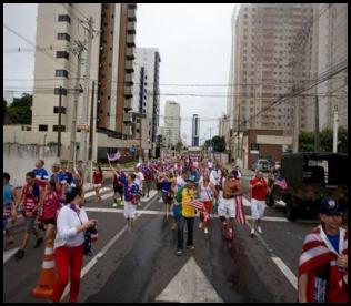 American Outlaws Brazil 2014 Natal fans stadium walk