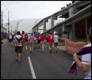 American Outlaws Brazil 2014 Natal fans stadium walk