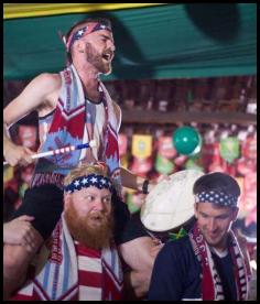 American Outlaws Brazil 2014 Recife USA Germany preparty drum guy