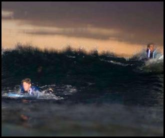 Night surf nightsurf Scripps pier low light sunset wave