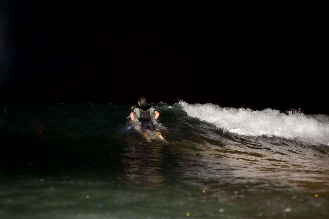 Night surf nightsurf paddle out wave