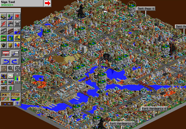 Sim City 2000 monster destroying city gif animated