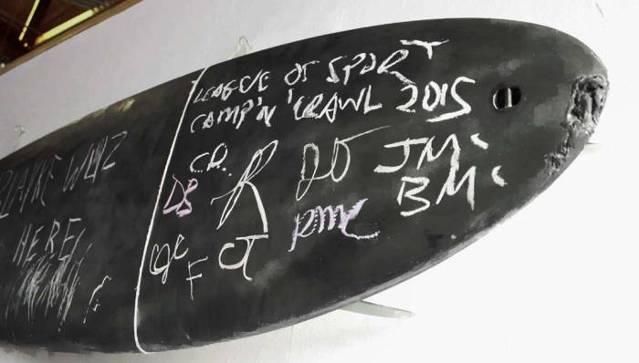 Beer exploration chalk surfboard