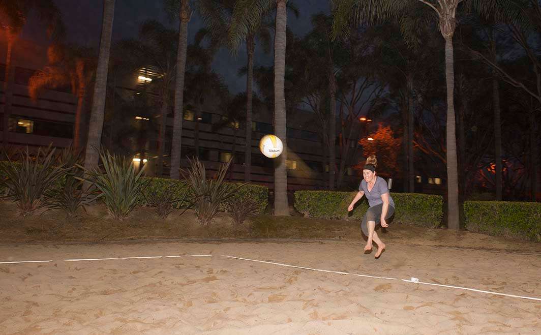 Night volleyball jump kick serve