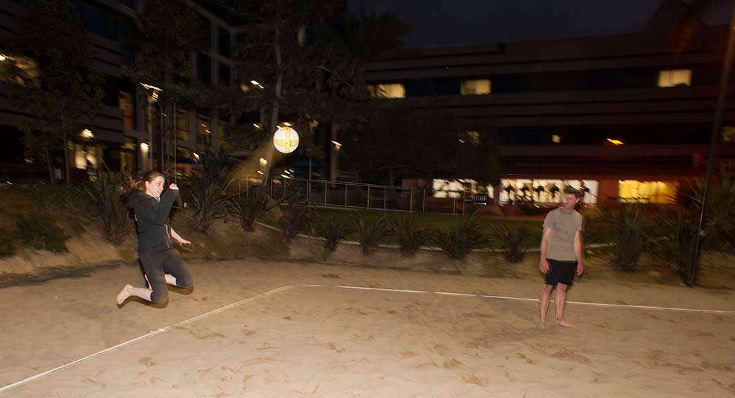 Night volleyball jump serve