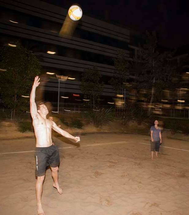 Volleyball night photography long exposure rear curtain