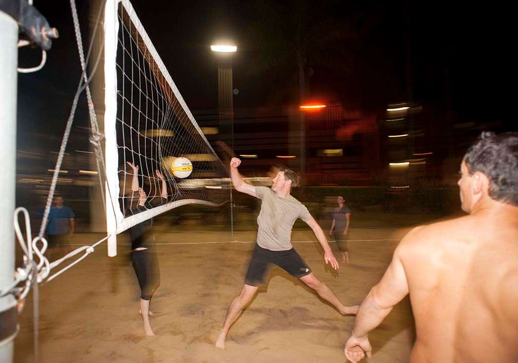 Volleyball night photography long exposure rear curtain