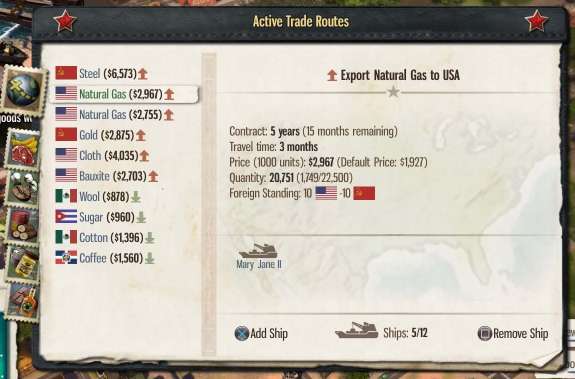 Tropico trade export natural gas