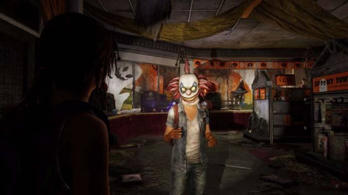 The Last Of Us Ellie screenshot clown mask