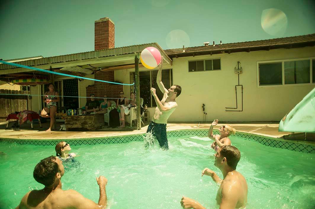 Pool volleyball spike