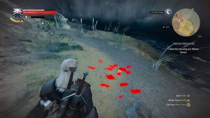 The Witcher 3 Geralt spider sense game mechanic clue