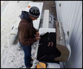 Barbecuing in the snow