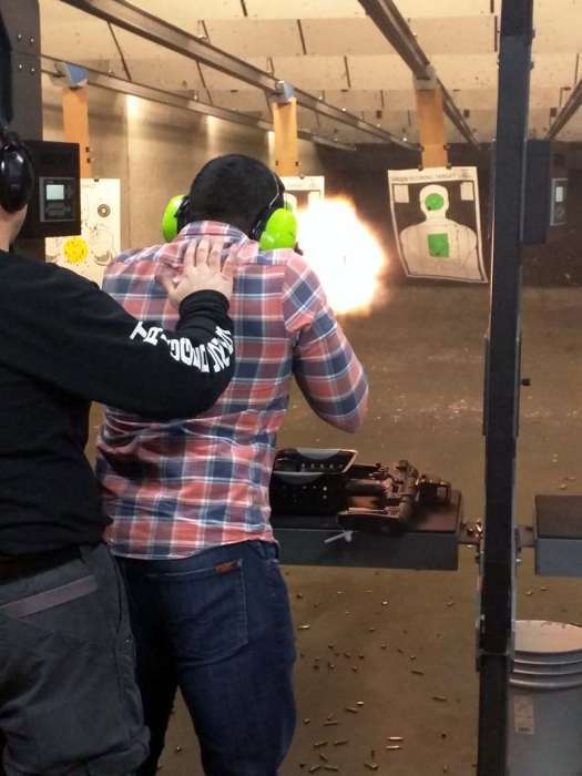 Shooting range automatic M4 muzzle flash