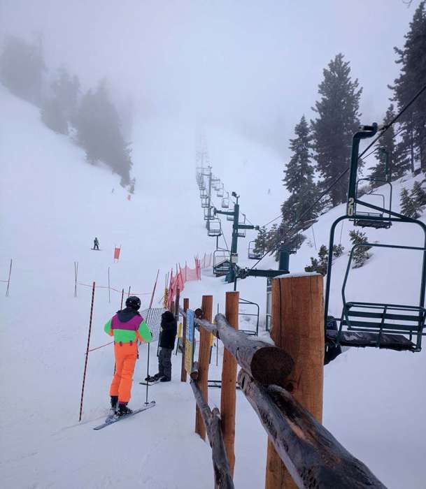Ski lift empty Bear Mountain weather