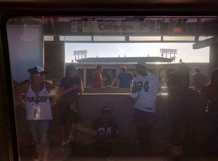 Oakland Colisseum Raiders BART station Charles Woodson