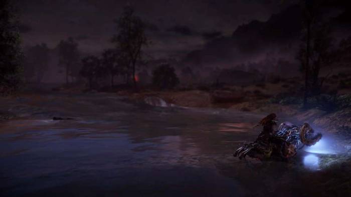 Horizon Zero Dawn screenshot river crossing mounted