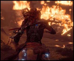 Horizon Zero Dawn Aloy burning buildings