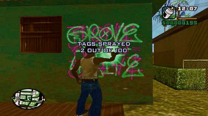 Grand Theft Auto San Andreas tagging CJ Grove Street
