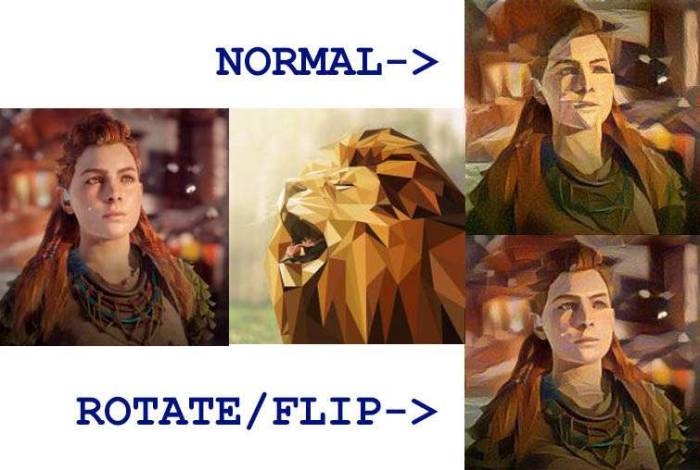 Deep learning neural style transfer DL4J Aloy polygonal lion rotation