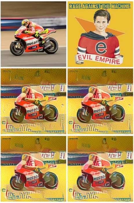 Deep learning DL4J style transfer Valentino Rossi RATM Evil Empire